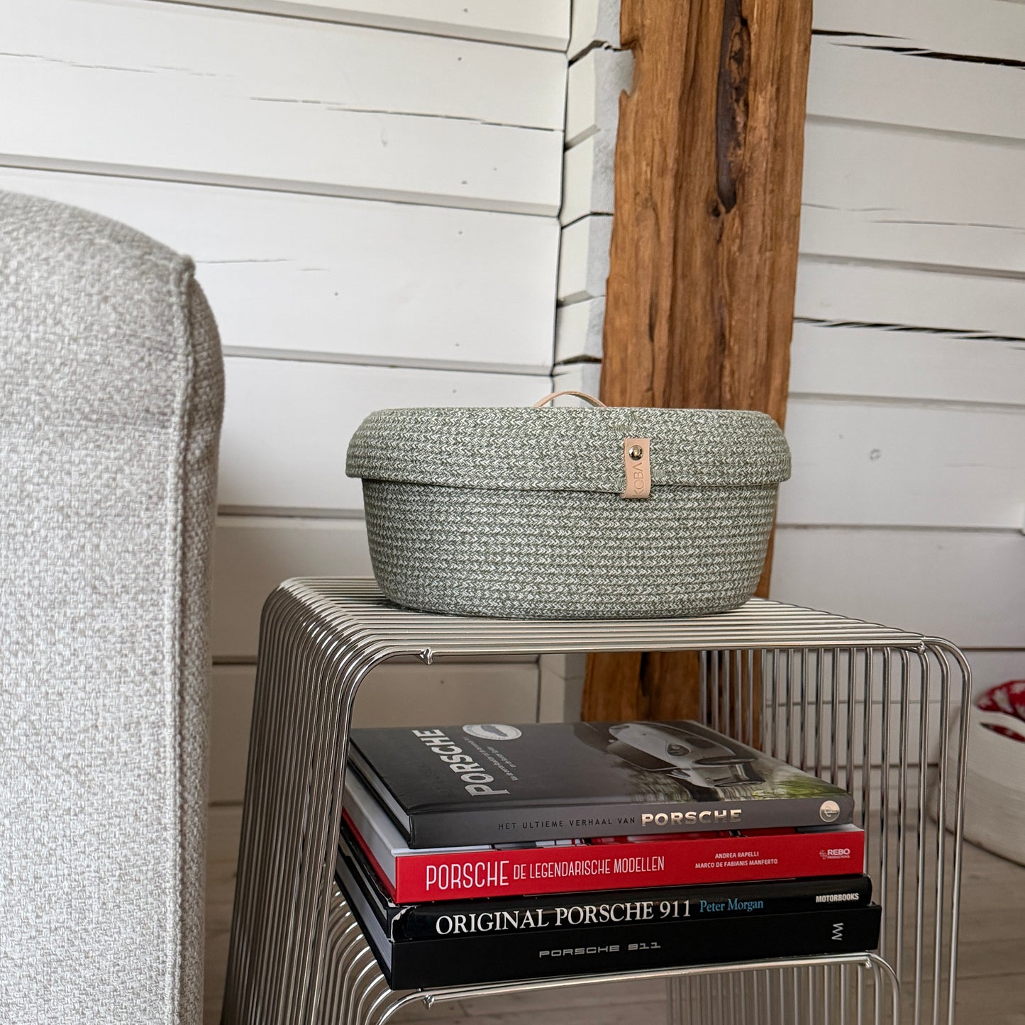 Ovale Aufbewahrung mit Deckel Uni boho melé