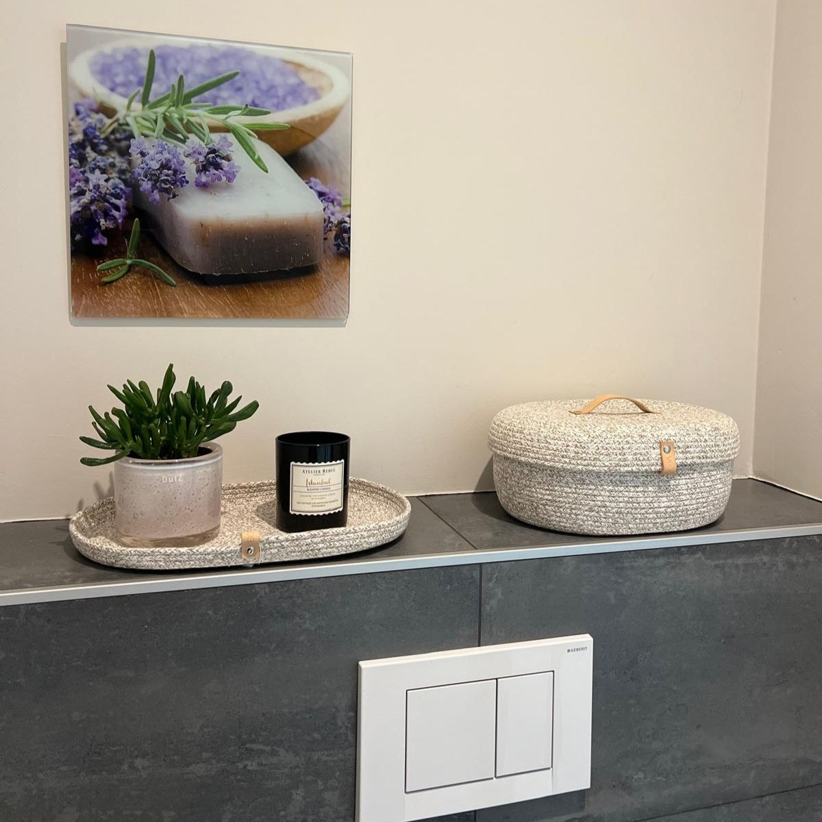 Ovale Aufbewahrung mit Deckel, Uni Soft Boho – KOBA handmade in Belgium