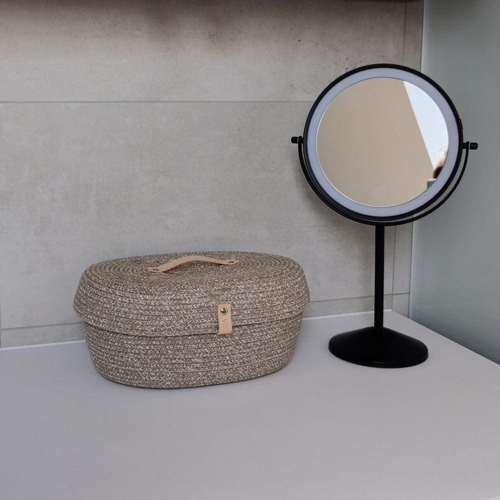 Ovale Aufbewahrung mit Deckel Uni boho melé