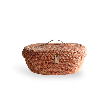 Ovale Aufbewahrung mit Deckel Uni boho melé – KOBA handmade in Belgium