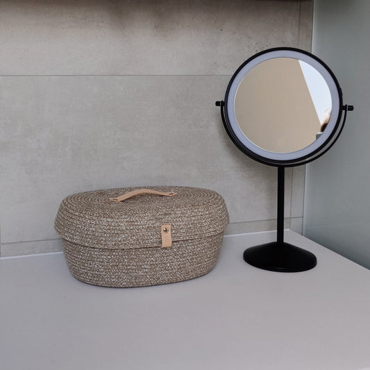 Ovale Aufbewahrung mit Deckel Uni boho melé