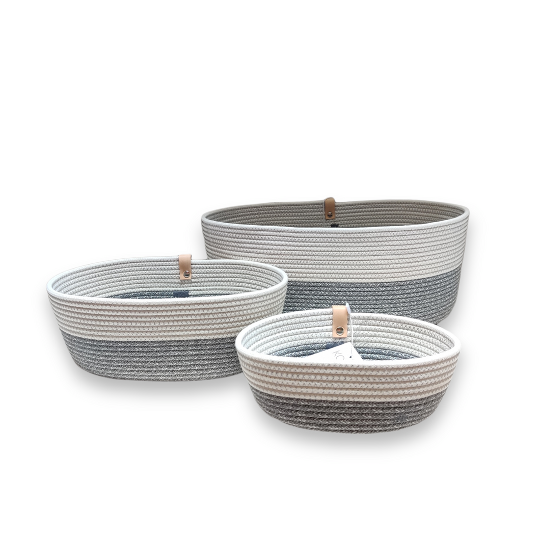 Oval storage Pastel grey & White