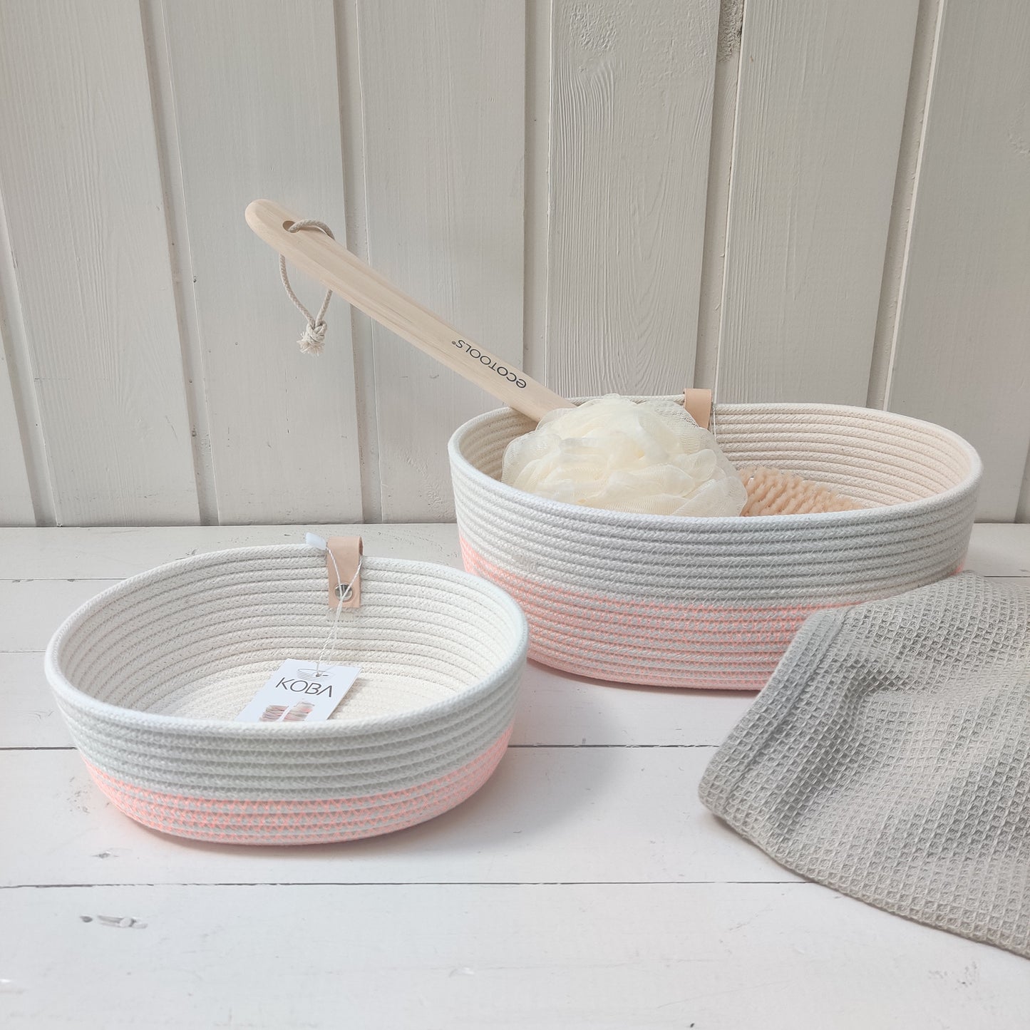 Ovale Aufbewahrung Ecru Fluo orange