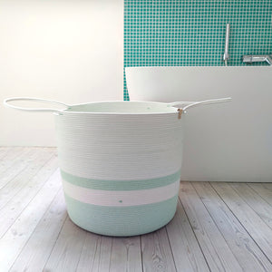 Storage basket High Mint melé & white