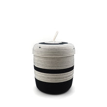 Load image into Gallery viewer, Lidded Basket Black &amp; White