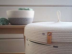 Laundry Basket Pastel Grey & White