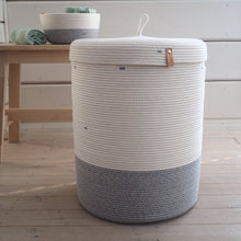 Load image into Gallery viewer, Laundry Basket Pastel Grey &amp; White