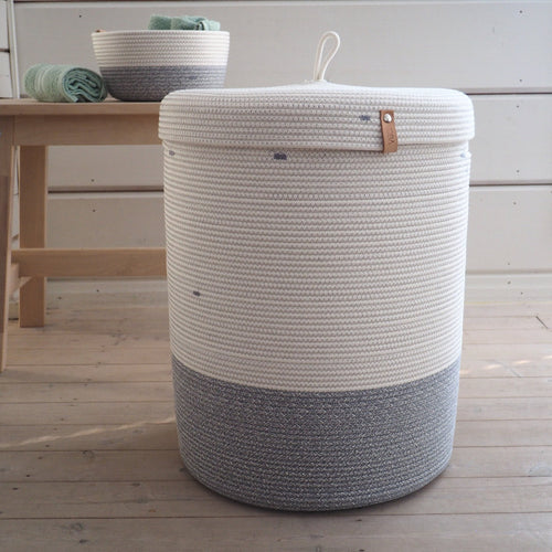 Laundry Basket Pastel Grey & White