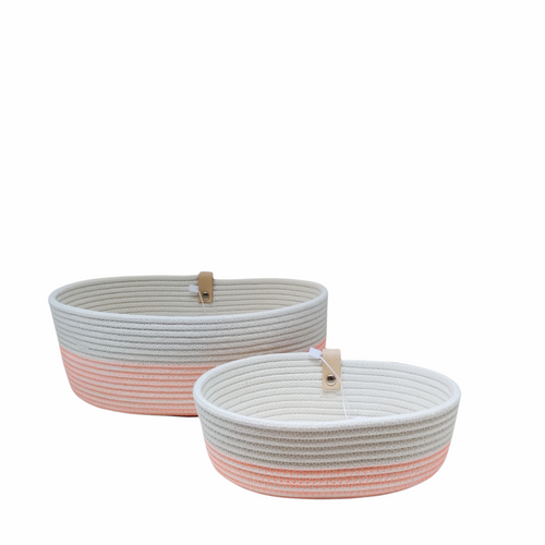 Rangement ovale Ecru Orange fluo