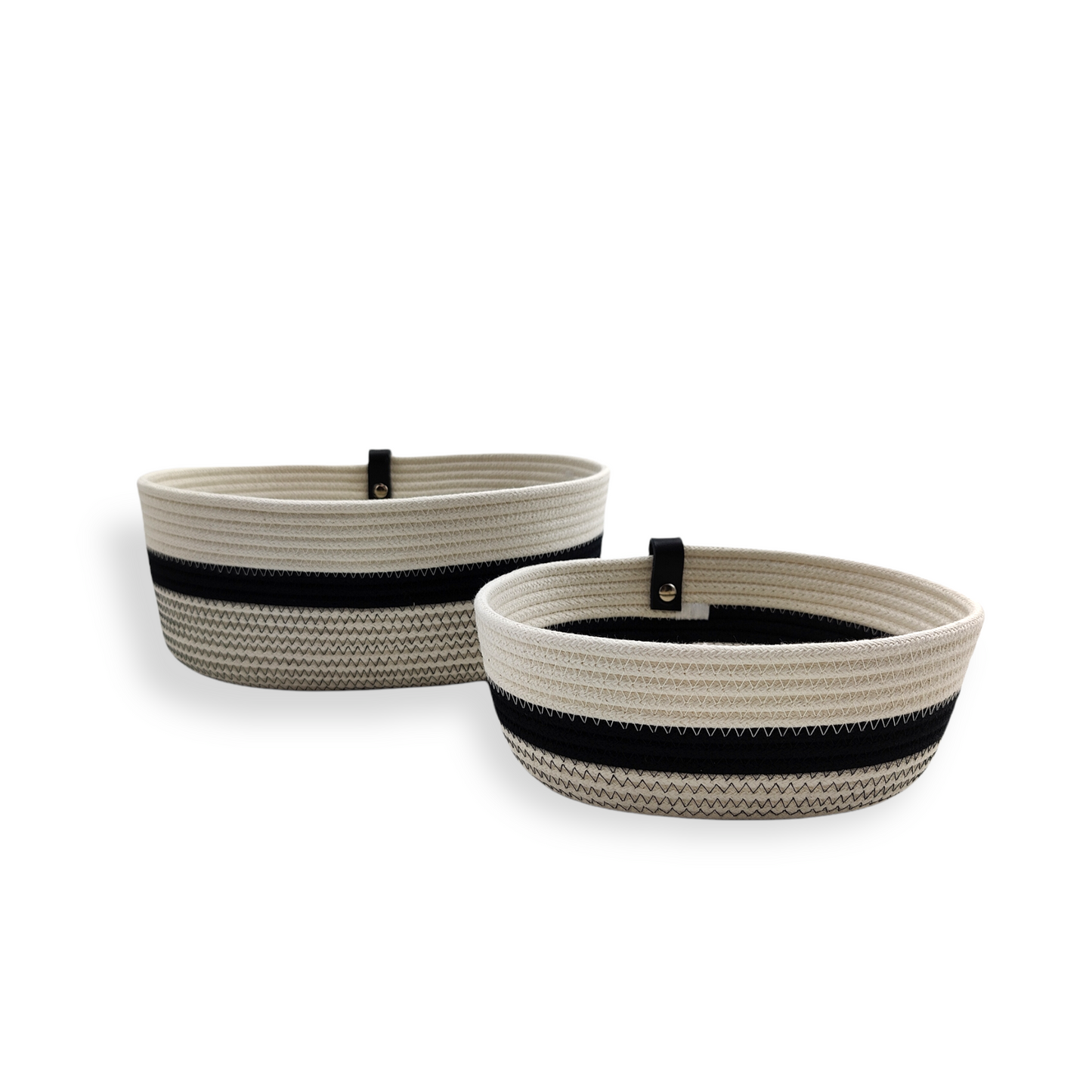 Ovale Aufbewahrung Ecru Schwarz