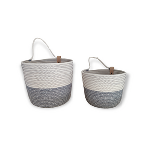 Wall Basket Pastel Grey & White