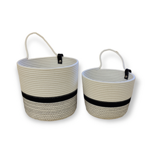 Wall Basket Ecru Black