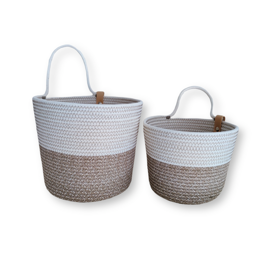 Wall Basket Boho Melé & White