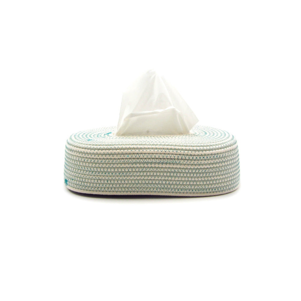 Tissue Box Ecru Turquoise